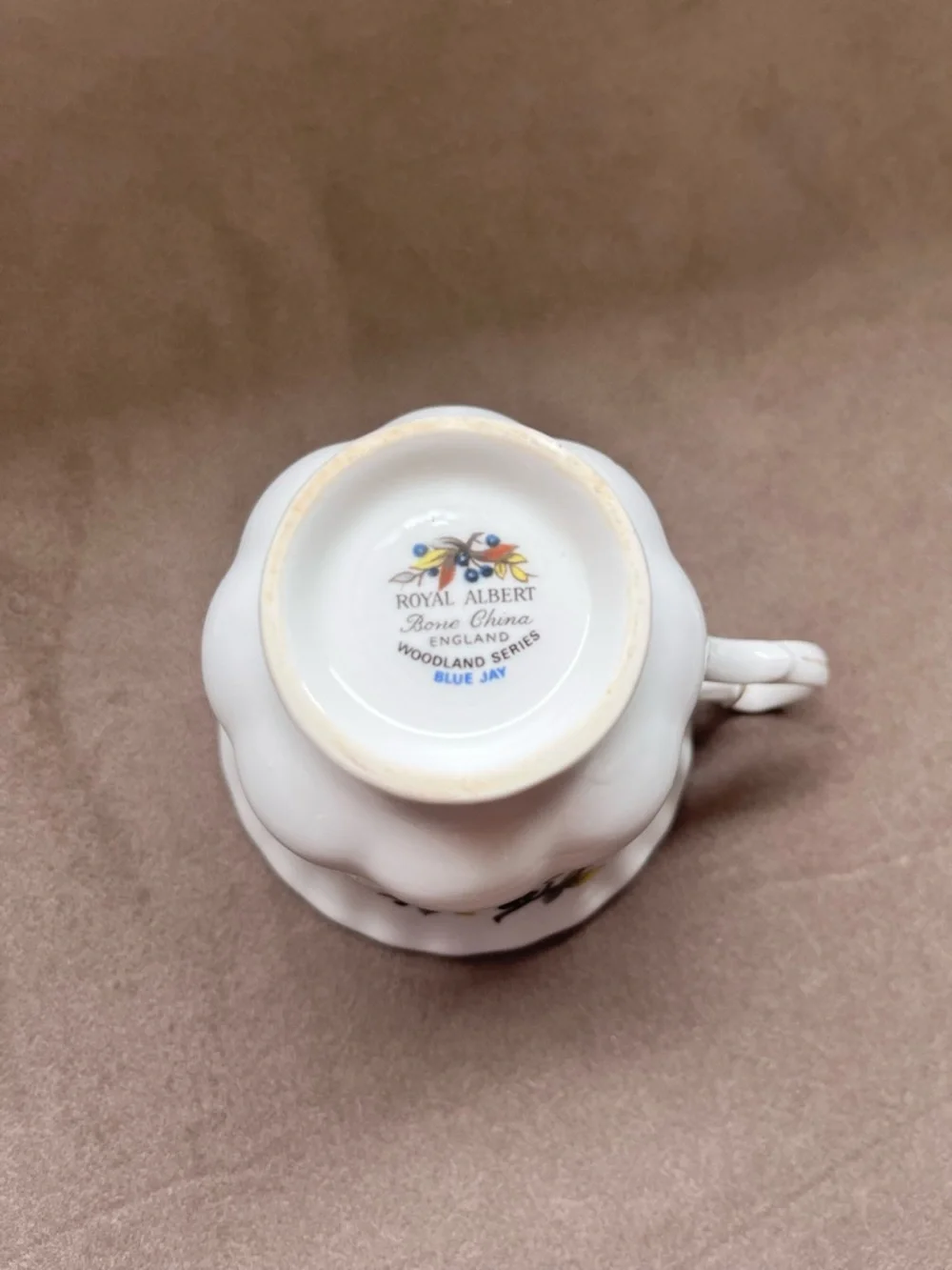 Royal Albert Blue Bird England Teacup & Saucer with Gold Trim